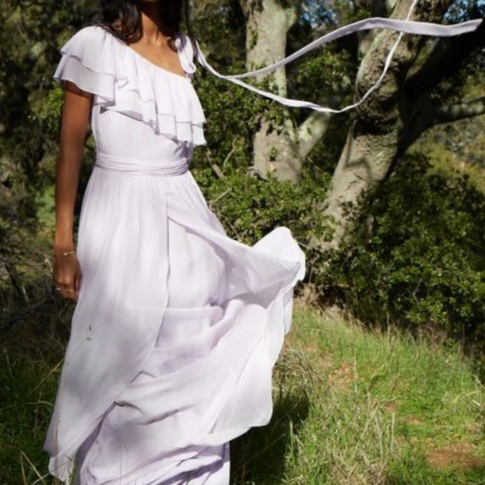 White Maxi Dress Ruffle One Shoulder Grecian Goddess XOXO - Picture 2 of 9